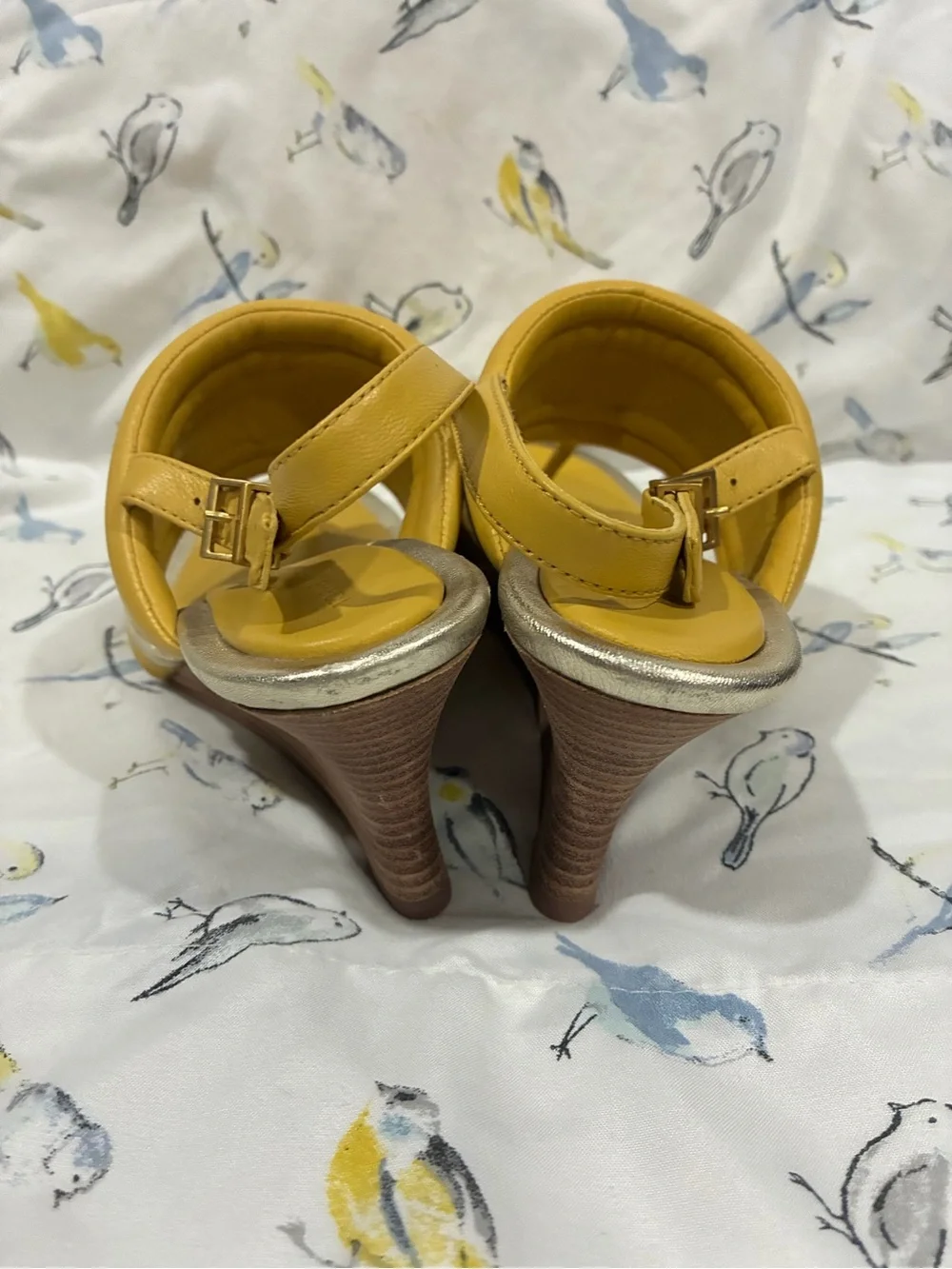 Tory Burch Yellow and Silver Padded Toe-Post Sandals